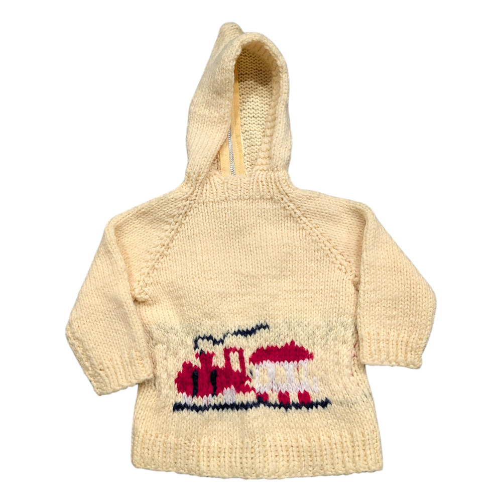 70s Youth Train Knit Hoodie Sweater